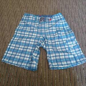 The North Face Blue and White Plaid Board Shorts Men's Size 32